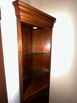 Elegant, Lighted Corner Curio Cabinet