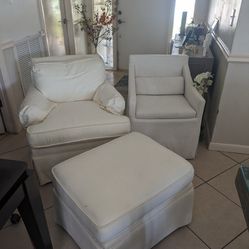 2 White Armchairs