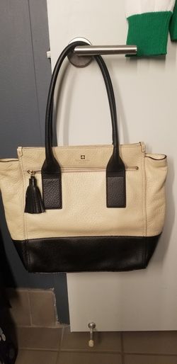 Kate Spade Tan & Black Leather Tote Bag