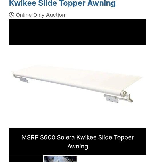 Solera Kwikee®5000 Series Slide Topper Awning, White - 8' (7'7" Fabric) – Heavy-Duty, D
