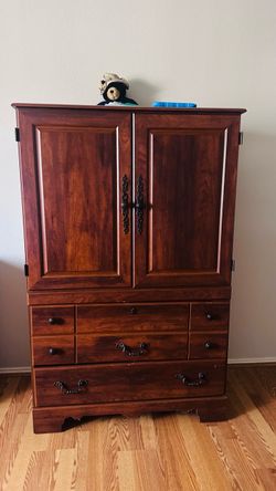 Wood TV Armoire and side table