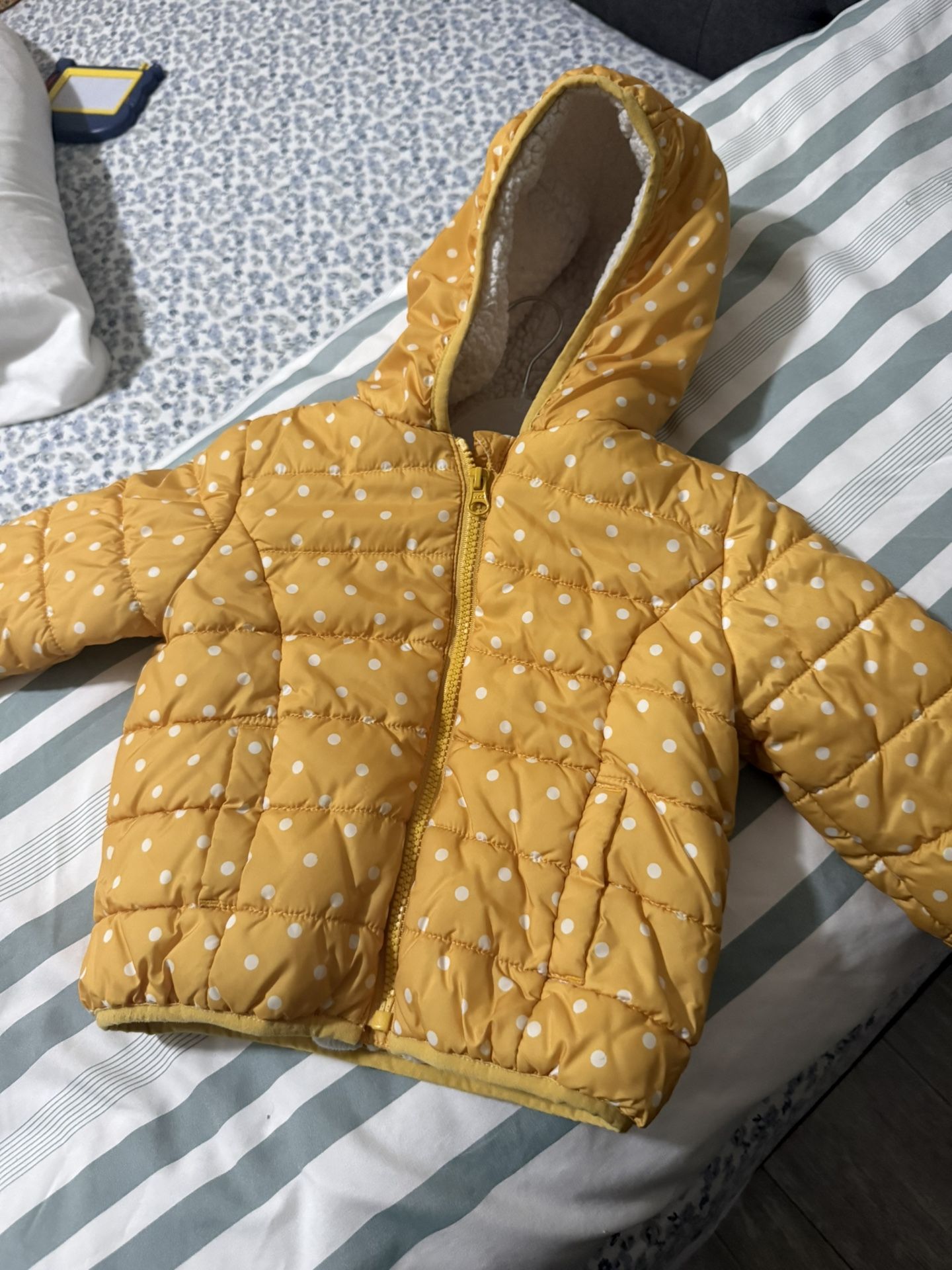 Yellow Polka Dot Puffer Jacket