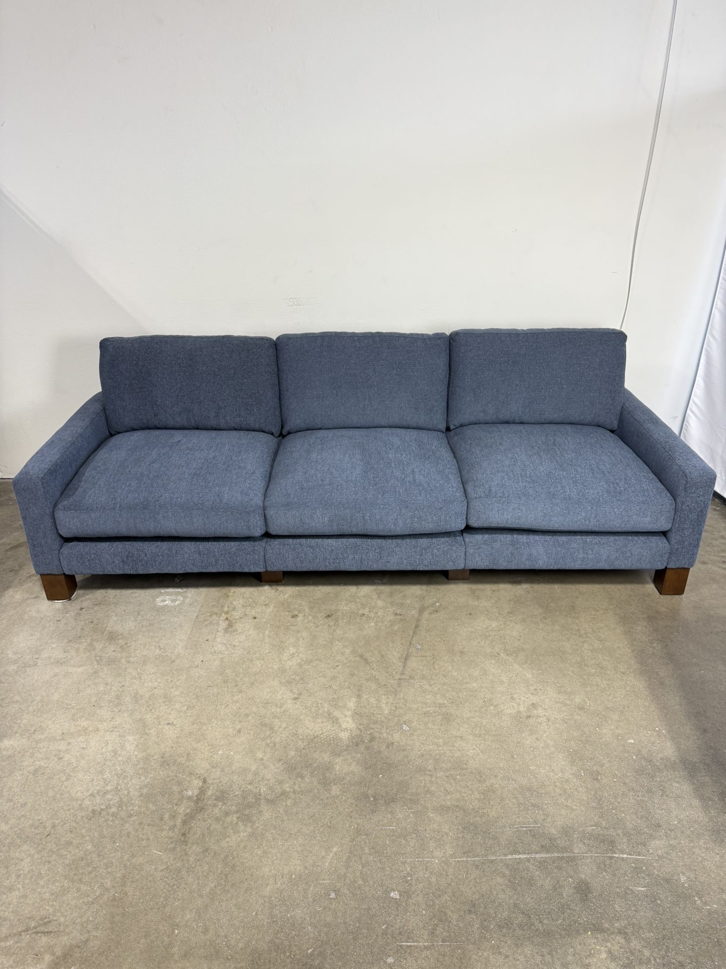 Burrow Union 3-Seater Sofa (Navy Blue, Walnut)