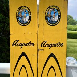 Vintage early 1960s Pair Cypress Gardens 68" Wood Water Skis | Beach Lodge Nautical Decor 
