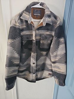 JACHS New York Southwestern Aztec Jacquard Shirt Jacket Gray Black S