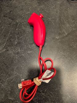 Red Nintendo Wii Nunchuck Controller OEM Official RVL-004 TESTED Nunchuk