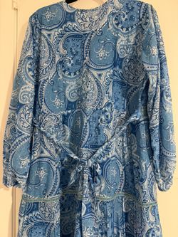 NEW Custom Made Cotton Dress – Free Size (Blue Pattern, Lightweight & Comfortable)