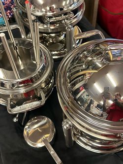 All-Clad Stainless Steel Chafing Dishes & Fondue Set 3-Pc Entertaining Lot NEW