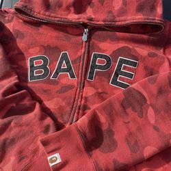 Bape Full Zip-Up Hoodie “Red Camo”