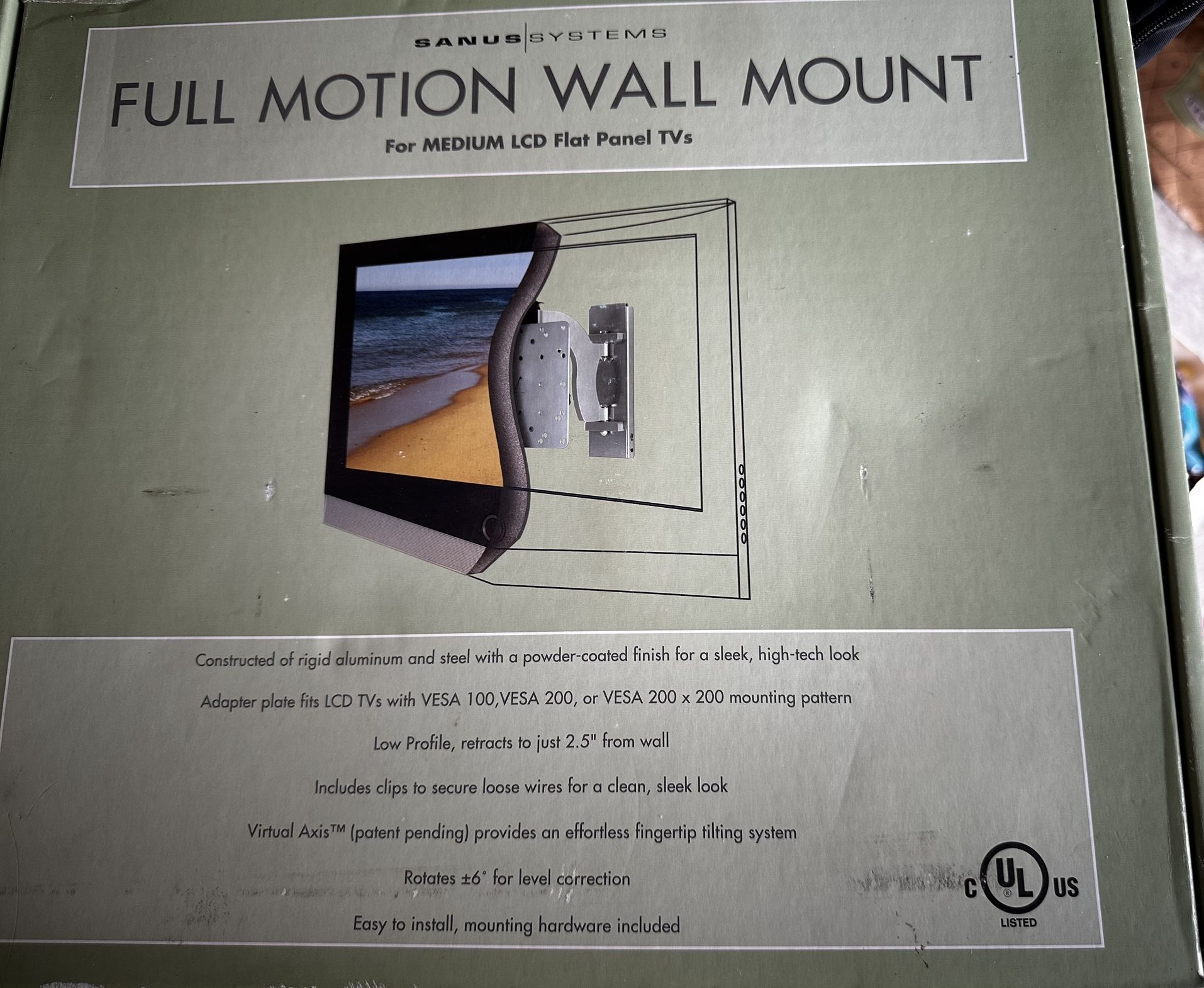 Sanus Systems full motion wall mount box for medium LCD flat panel TVs