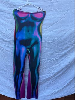 Strapless Bodycon Jumpsuit with Body Print