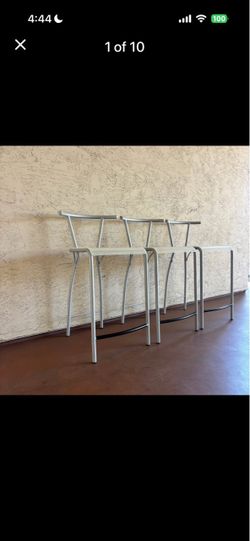 One Set of 3 Indoor/ Outdoor Counter Height Bar Stools from Italy