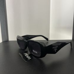 Prada Black Sunglasses Silver Logo Detail Brand New With Tag