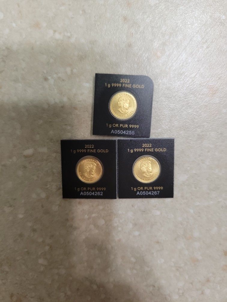 2022 Canada 1 Gram 999.9 Gold Coins. $165 Each