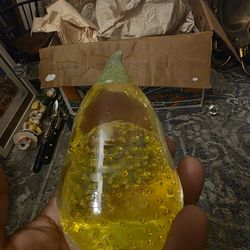 Vintage yellow glass pear paperweight