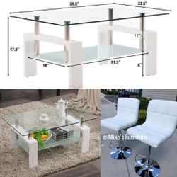 Brand new 2 white bar stools (adjustable height and swivel ) and 1 white coffee https://offerup.com/redirect/?o=dGFibGUubmV3 in box