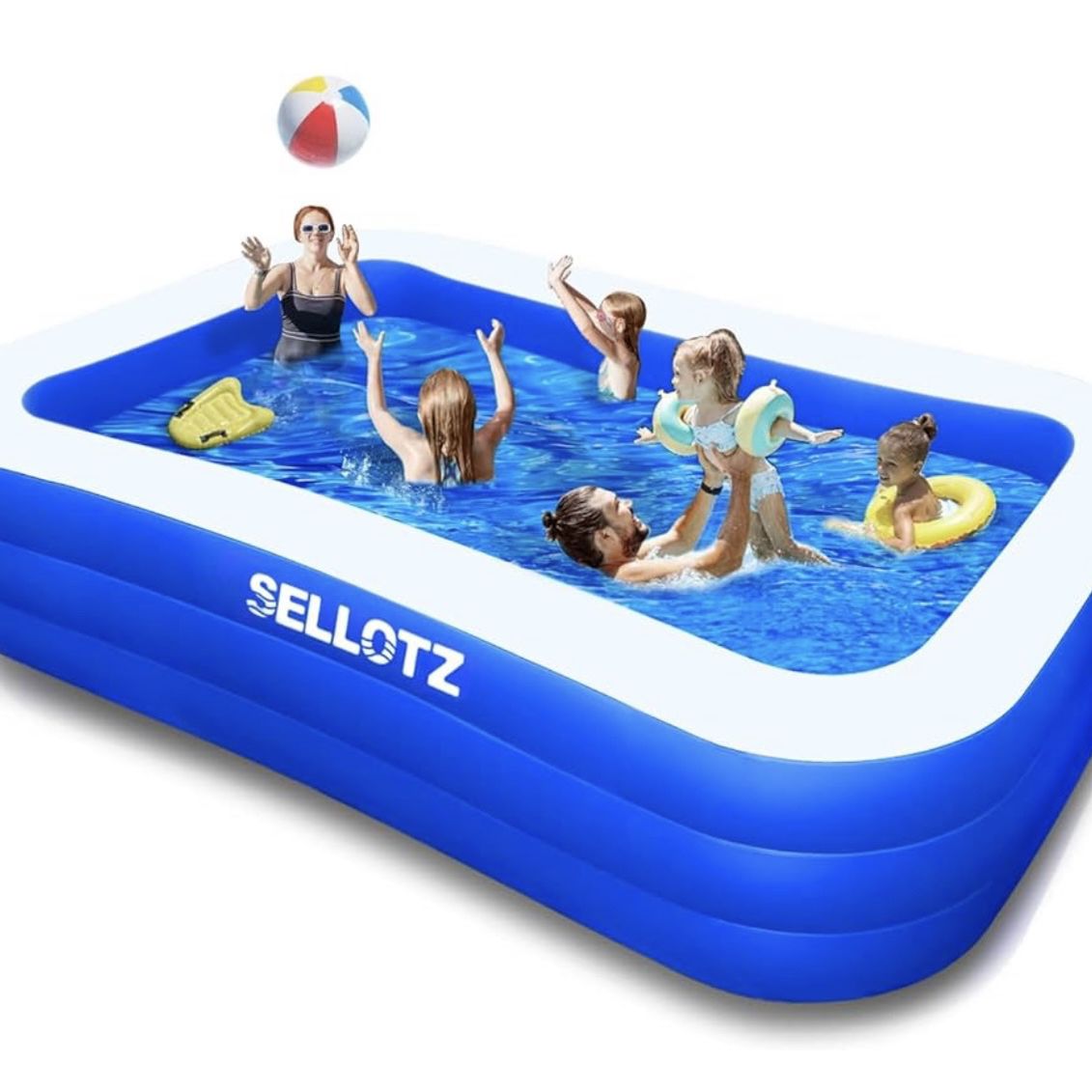 SELLOTZ Inflatable Pool for Kids and Adults, 120" X 72" X 22" Oversized Thickened Family Swimming Pool for Toddlers, Outdoor, Garden, Backyard, Summer