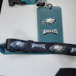 Philadelphia Eagles New ID Badge With Detachable Lanyard Necklace And Bonus Keychain