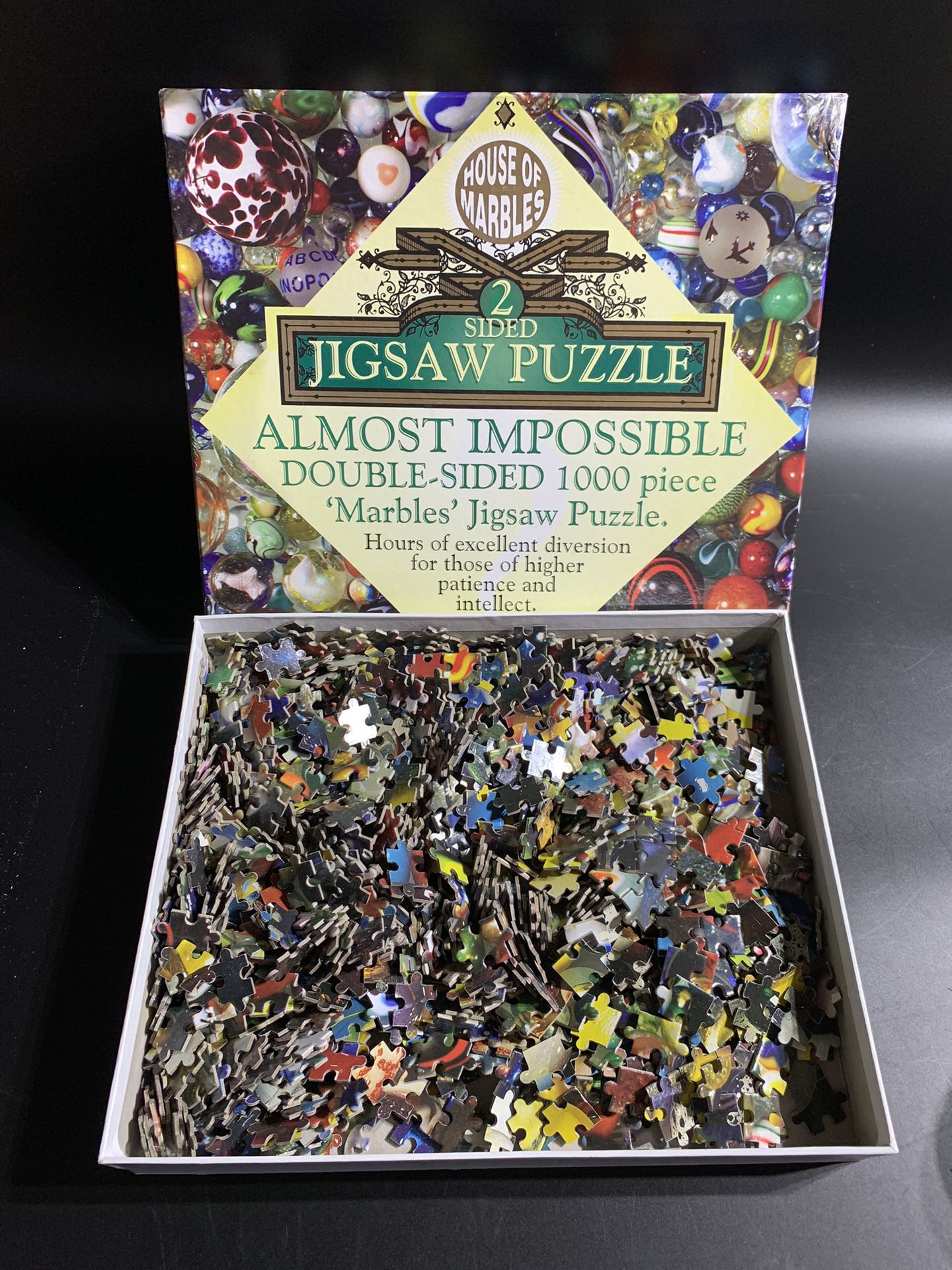 1000 Piece 2 Sided Almost Impossible Double Sided Marble Jigsaw Puzzle 29.5”x19.5”   Enhance your puzzle-solving skills with this challenging 1000-pie
