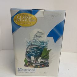 Classic Treasures Musical Dolphin Water Globe two tier polyresin Fur Elise -1109