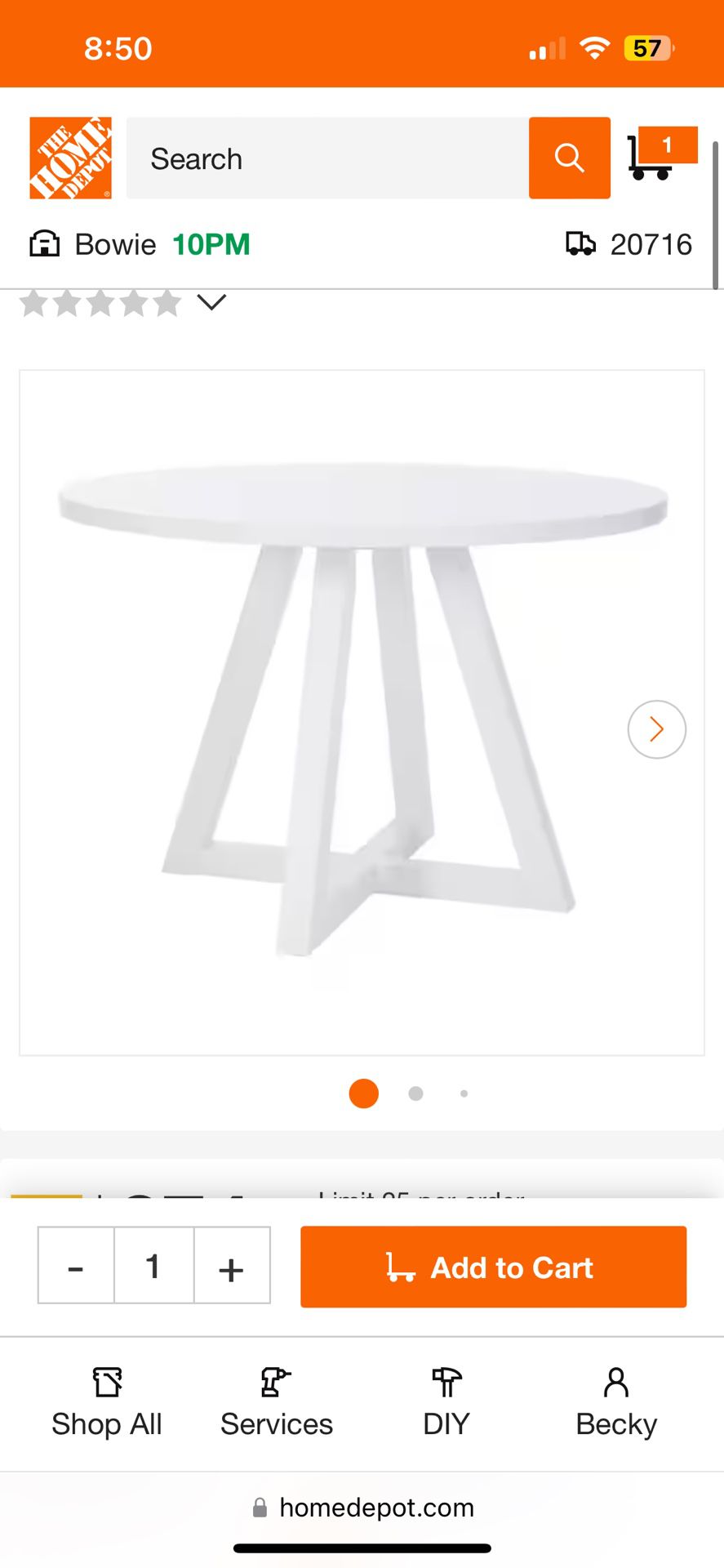 Home Depot Dining Table 44 Inch 