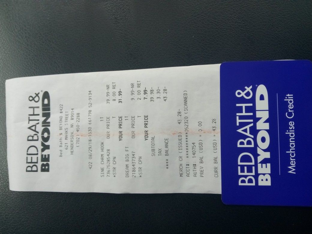 Bed bath & beyond credit