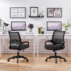 Home Office Chair Ergonomic Desk Chair Mesh Computer Chair with Lumbar Support Armrest Executive Rolling Swivel Adjustable Mid Back Task Chair, Black