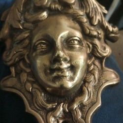 Turn Of The Century Solid Brass Wall Godess