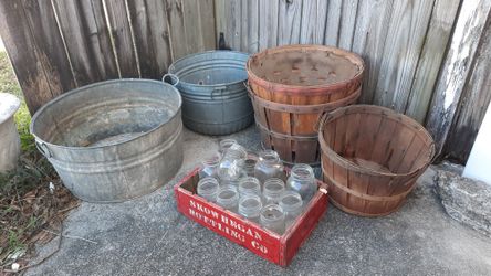 Large Lot Of Vintage Antique Jars And Bins