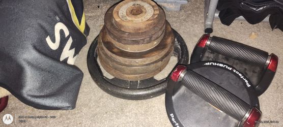 75#`s  in small hole weight plate and perfect pushup set