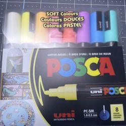 POSCA Paint Markers PC-5M Soft Colors 8 Pack NEW