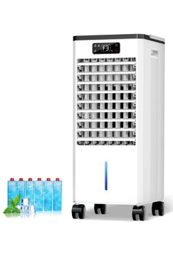 Portable Air Conditioners No Windows Needed, 3-IN-1 Swamp Cooler, Evaporative Air Cooler, 4 Modes & 3 Speeds, 2-Gal Water Tank for Long Cooling, Max 2