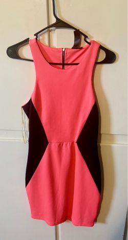 Pink and Black Color Block Mini Dress