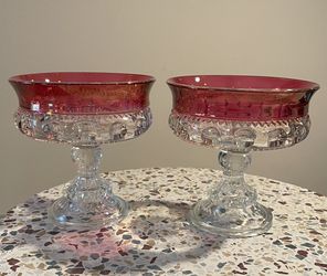 2- Indiana Glass King’s Crown Candy Dish 5.25” H