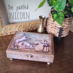 Upcycled Jewelry trinket Box W/horse