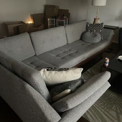 Custom “Pearsall” Style Mid Century Modern Sofa Sectional In Grey