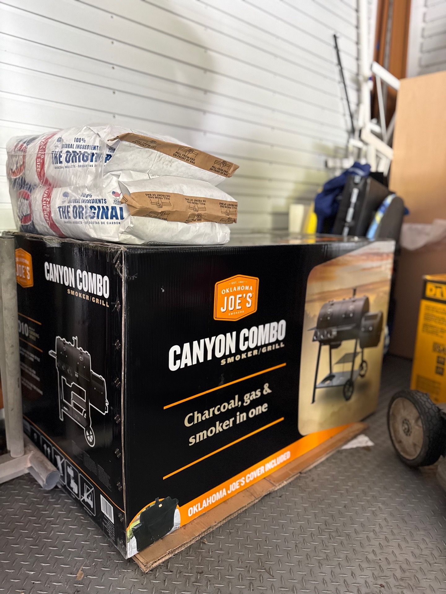 Complete new ( not opened) Charcoal gas smoker in one