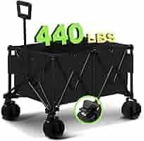 440LBS 330LBS Folding Cargo Cart/Portable Heavy Duty Utility Cart for Beach and Garden with 360° All-Terrain Wheels, Side Pockets, Large Capacity Fold