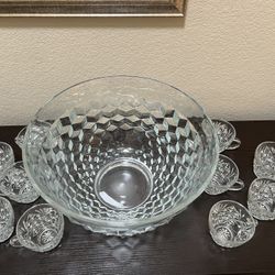 Glass Punch Bowl Set with 10 Cups – Party Entertaining Set