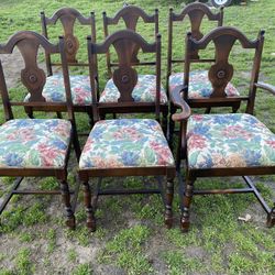 Set Of 6 Antique Dining Chairs 