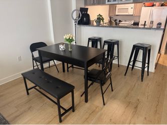 Modern Dining Table Set with Chairs & Bench