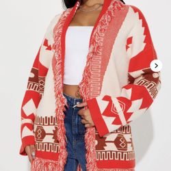Brand new with tags long sleeve western fringe cardigan in Native Tribal Ethnic Style size M-L