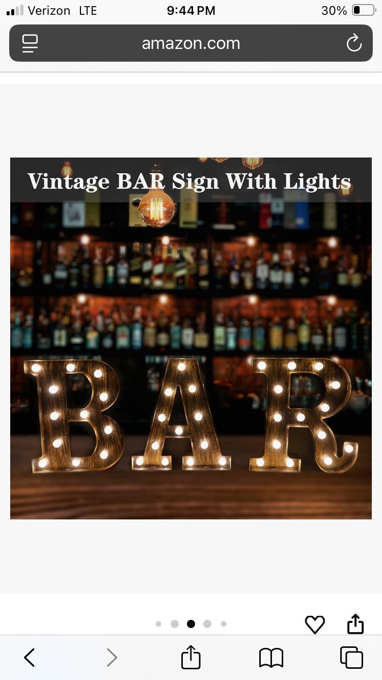 Vintage Bar Sign with Lights