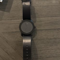 Movado Bold black Museum Dial Black Leather Watch 