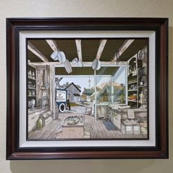 Please Read Description - H Hargrove Mercantile Groceries General Store Signed Serigraph on Canvas COA LE