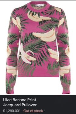 Oscar de la Renta  Lilac Banana Print Sweater 