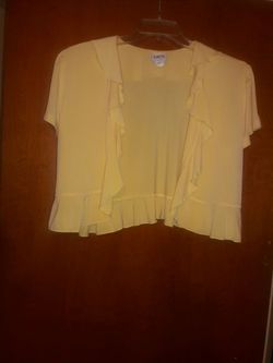 SHORT-SLEEVED YELLOW/BUTTERCREME RUFFLED BOLERO