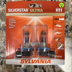 Sylvania H11 SilverStar Ultra: Halogen Headlight Bulb, Brightest Downroad and Whiter Light, 2 Pack