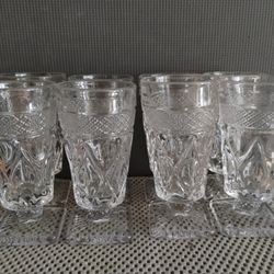 Set of 8 Imperial Glass - Ohio Cape Cod Clear Footed Juice Goblets.