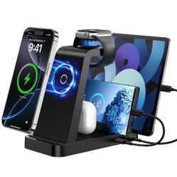 Wireless Charger Compatible for iPhone - ETEPEHI 5 in 1 Charging Station for Multiple Devices: 36W Fast Charging Dock Compatible for iPhone 16e 16 15 